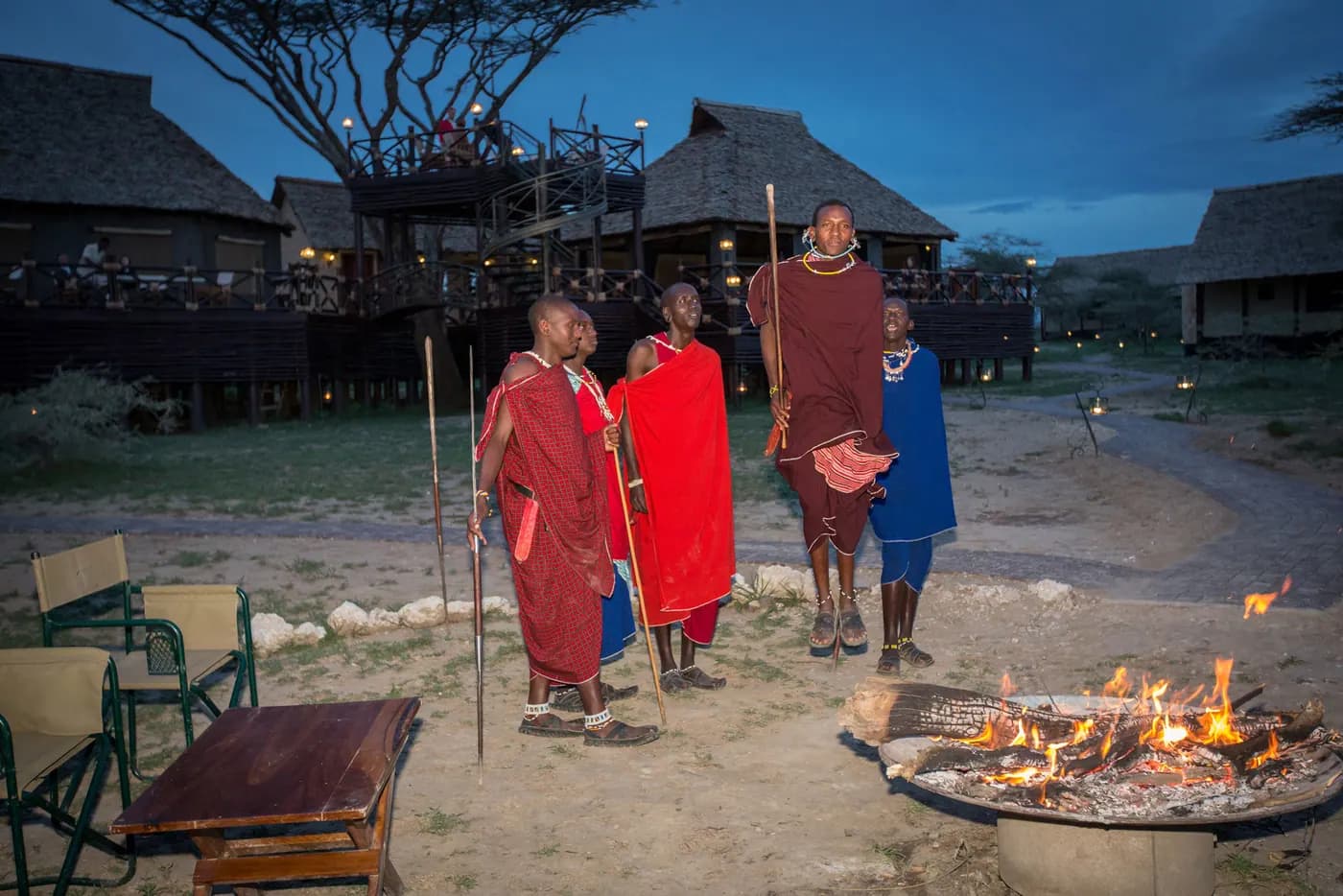 Maasai welcome at dusk