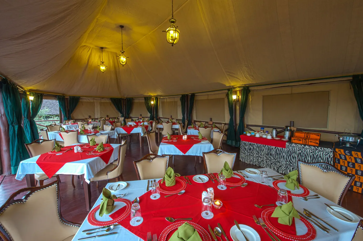Dining room laid for dinner