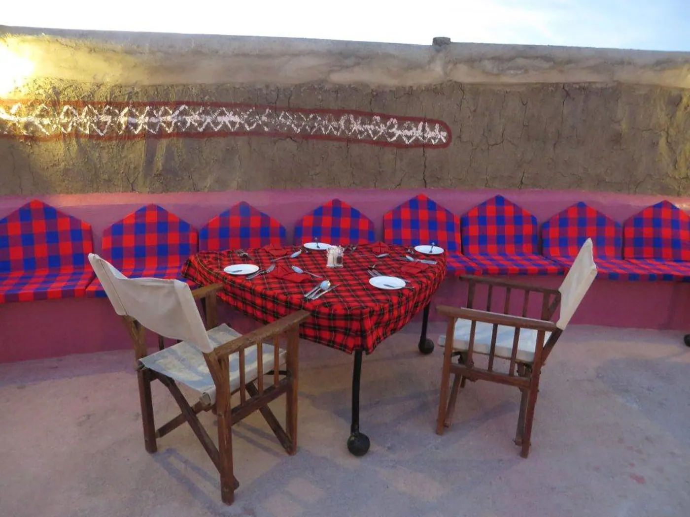Tables under the mess canopy