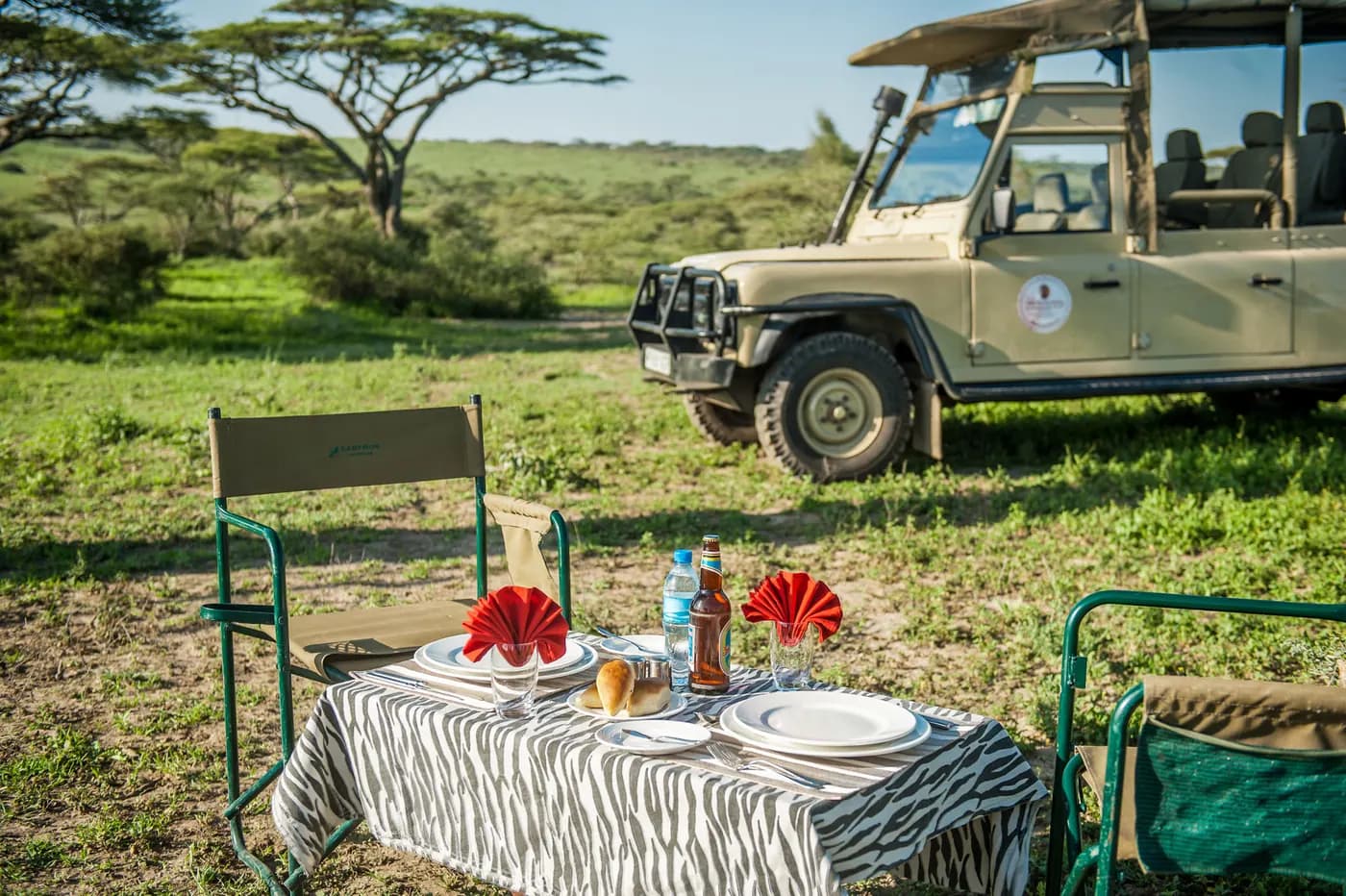 Bush lunch beside the vehicle