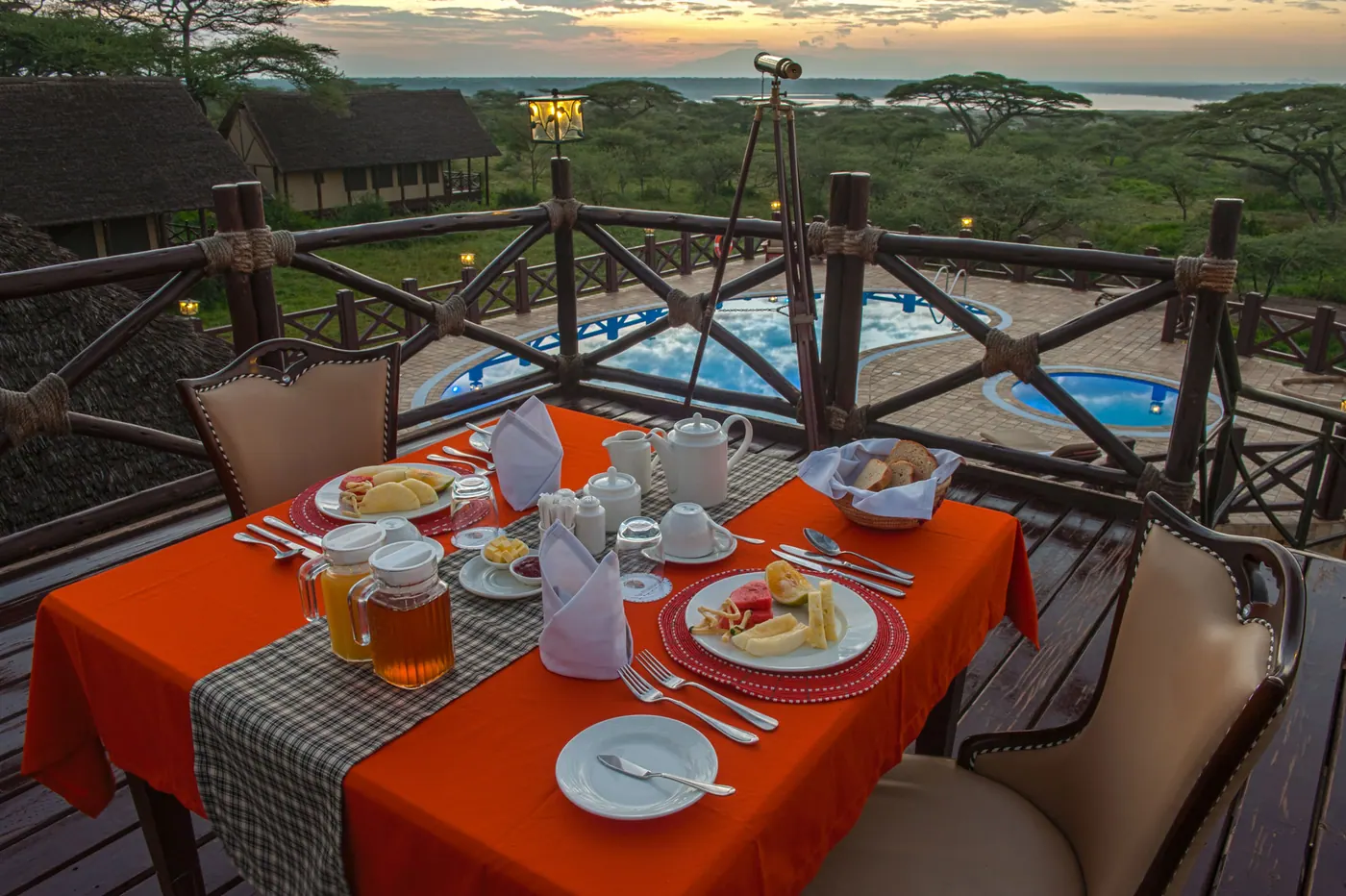 Breakfast beside the pool deck