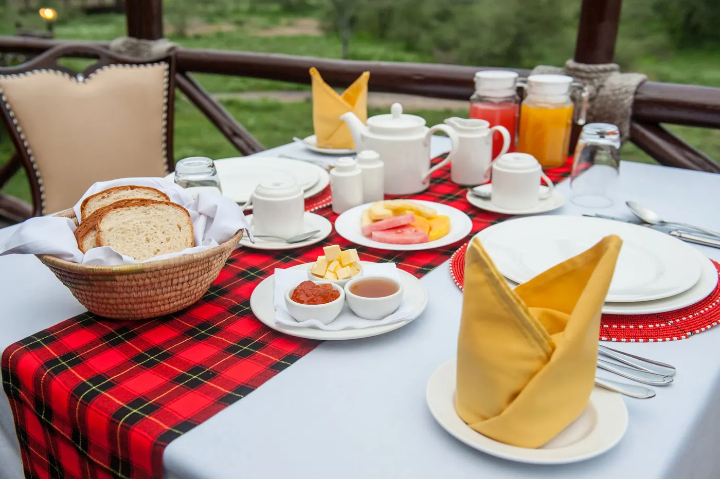 Breakfast laid on the deck