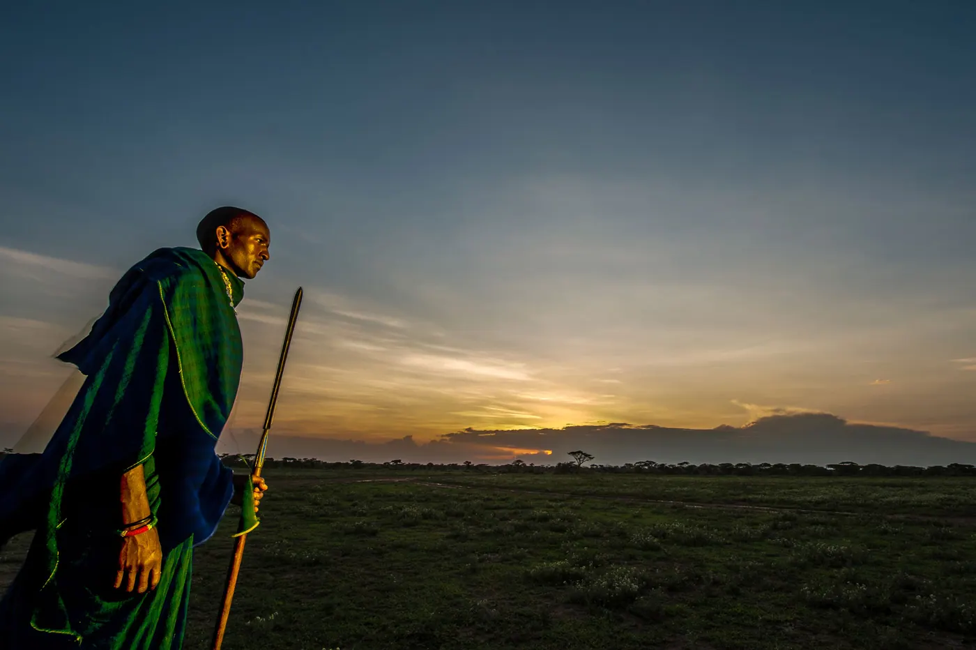 Maasai guard at first light
