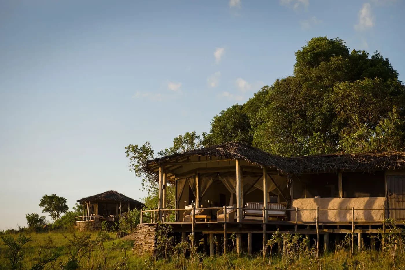 Camp buildings set among the rocks