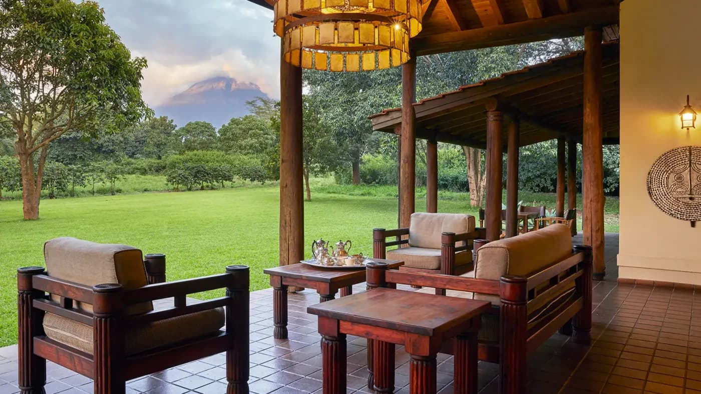 Veranda looking to Mount Meru
