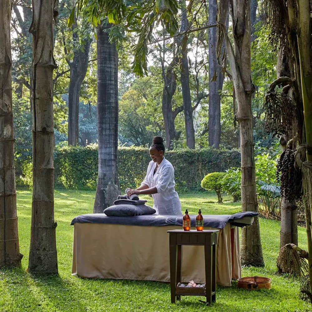 Massage table in the garden