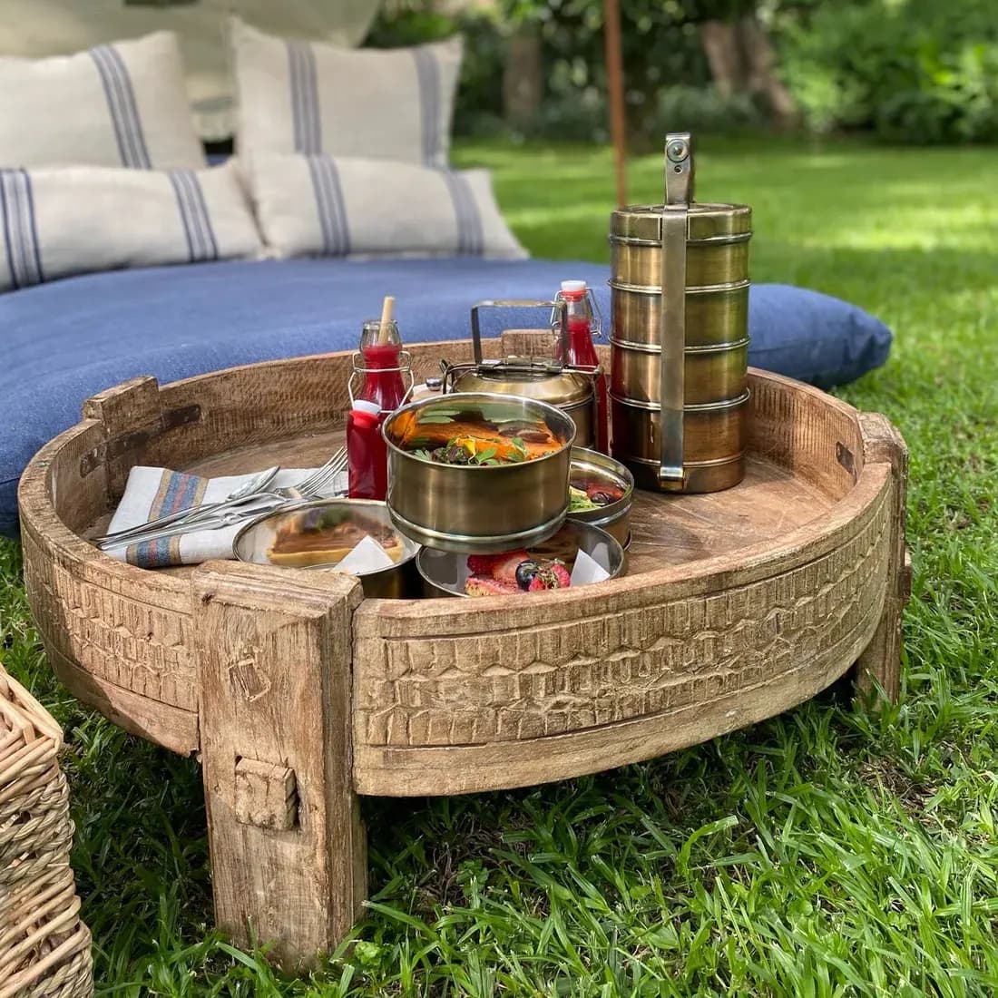 Picnic laid out on the lawn