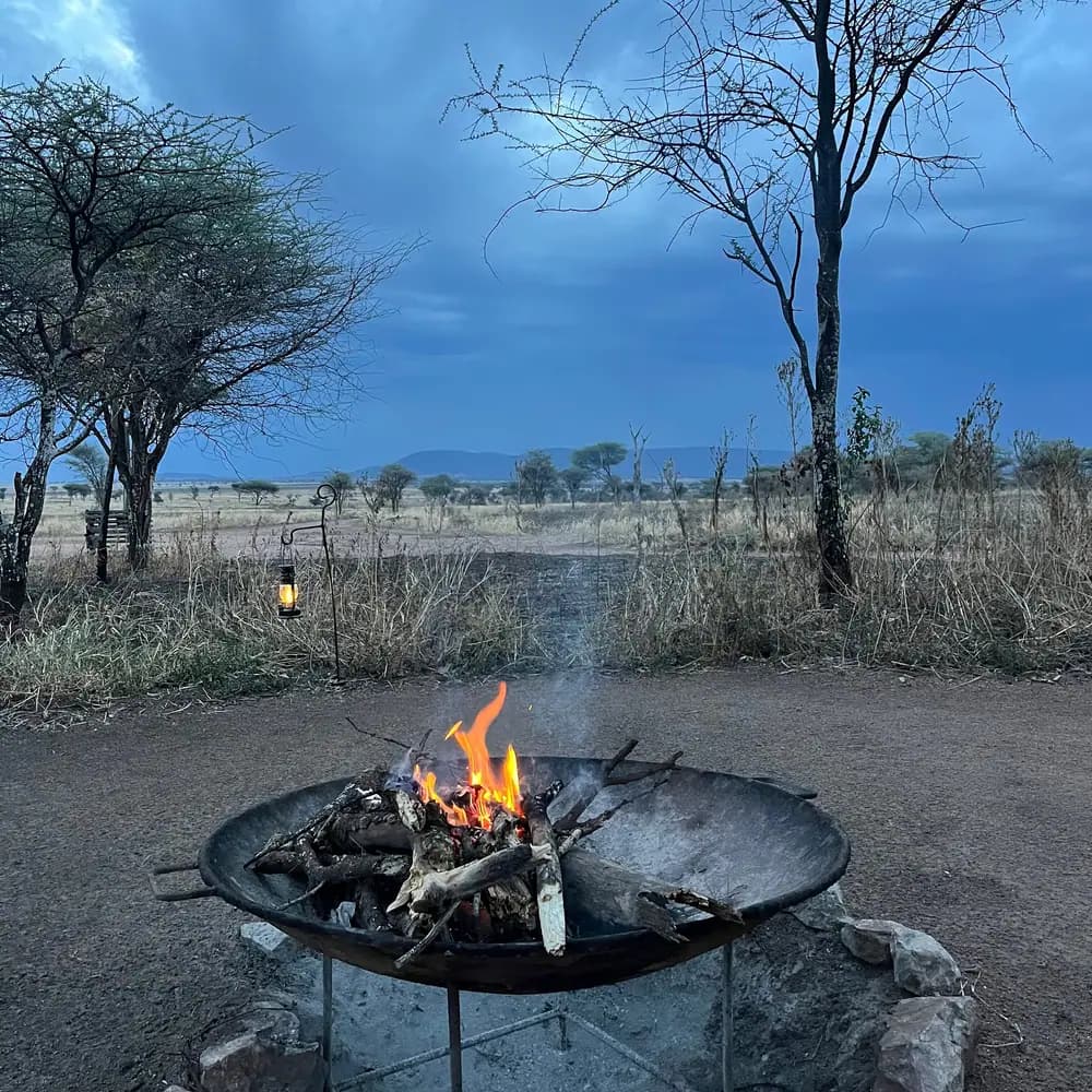 The fire pit at dusk