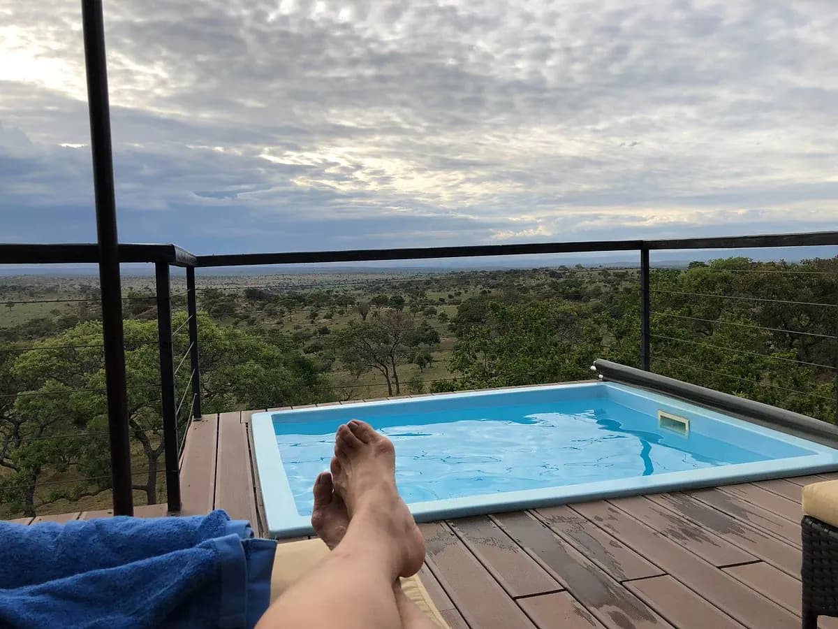 Relaxing beside the plunge pool