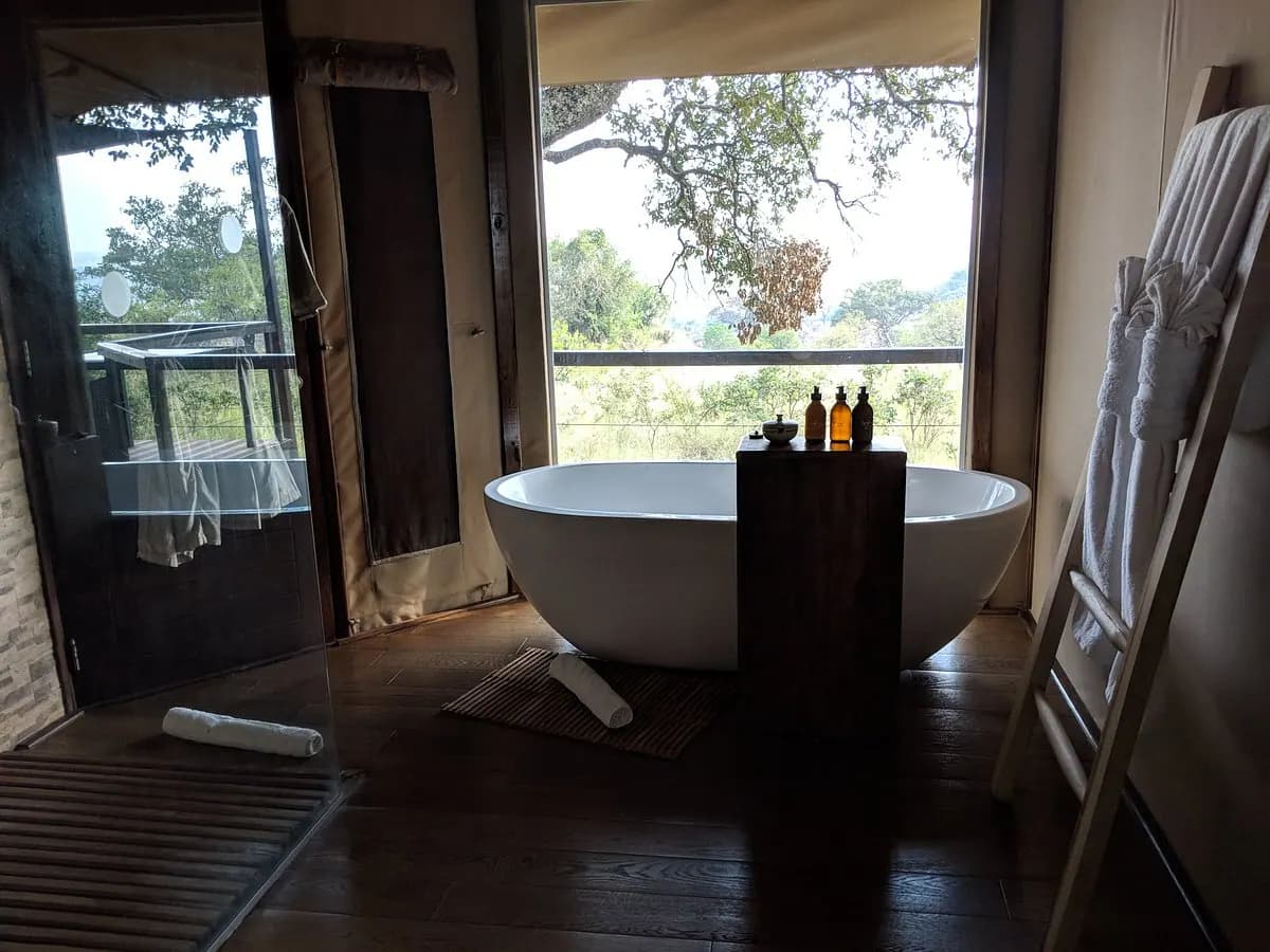 Bath beside the window