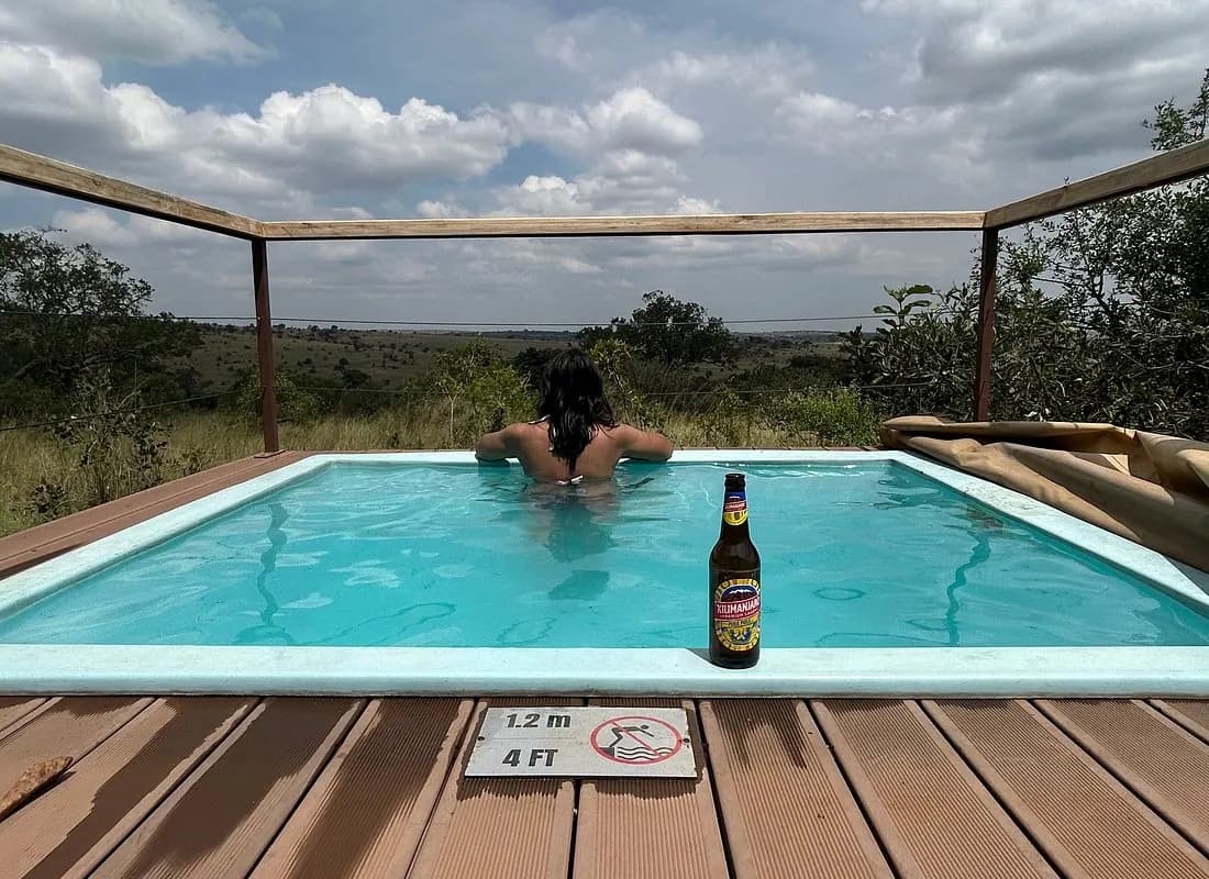 Cooling off in the plunge pool