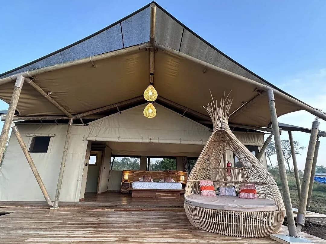 Mess tent with its hanging chair