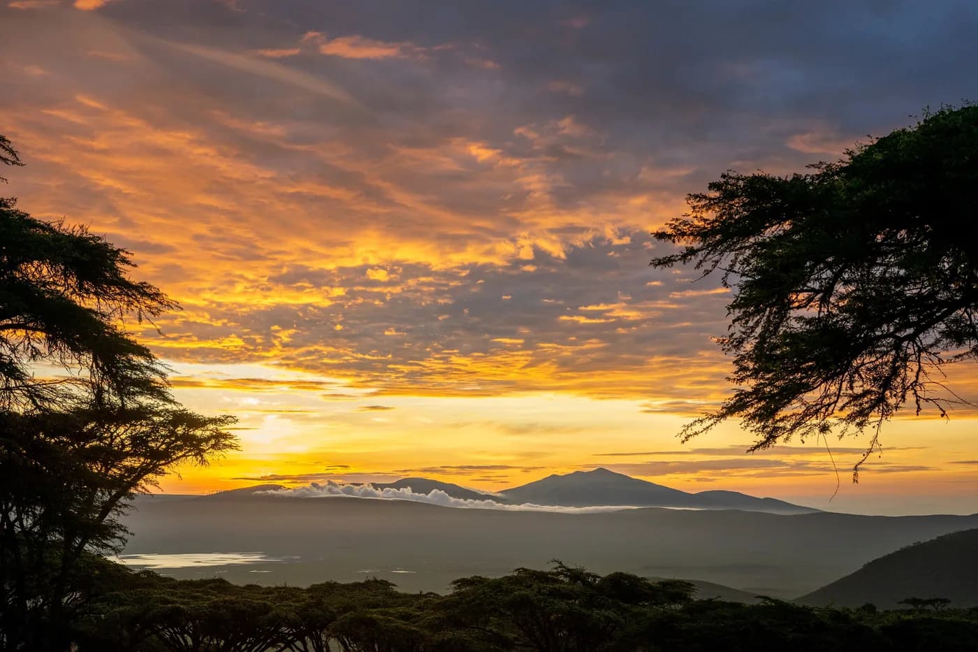 Sunrise over the crater
