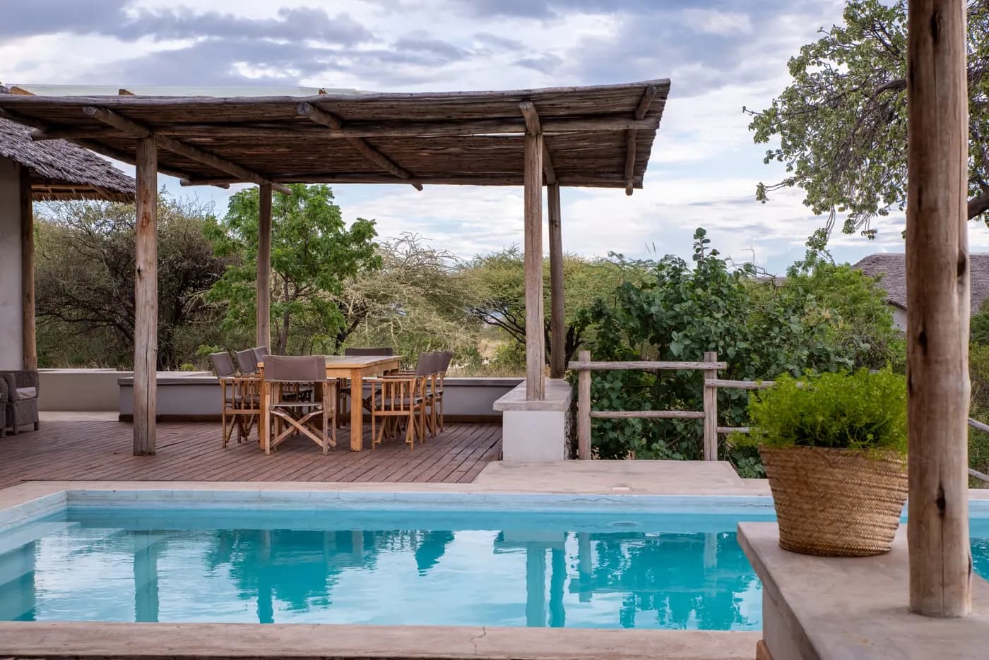 Pool with shaded seating