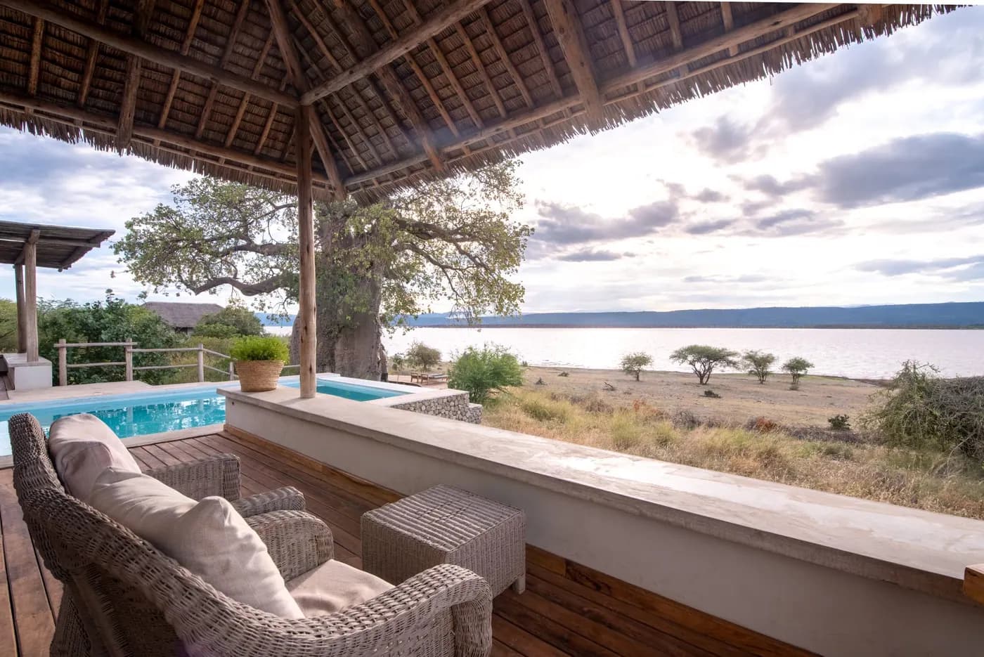 Covered terrace facing Lake Manyara