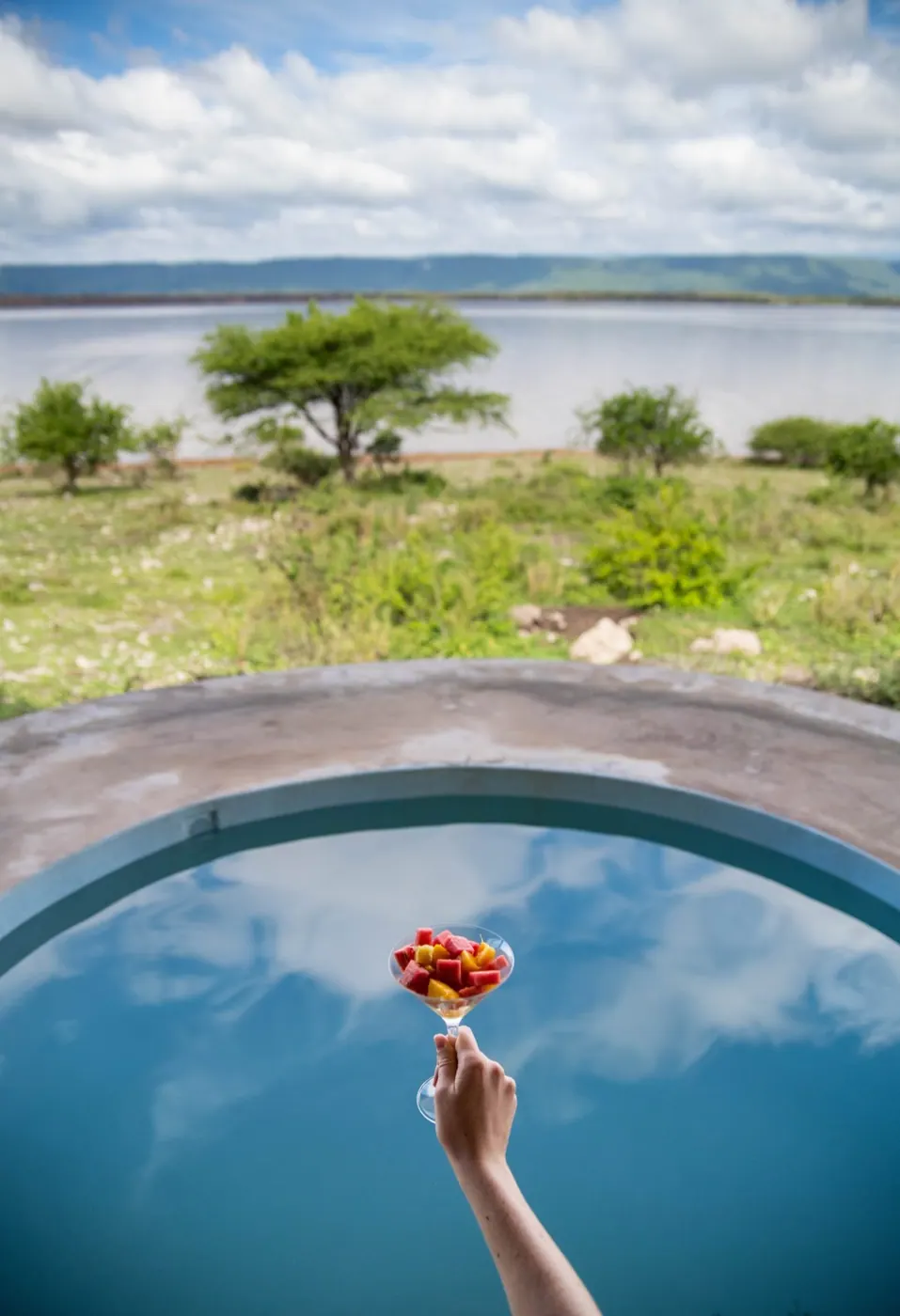Plunge pool with the lake beyond