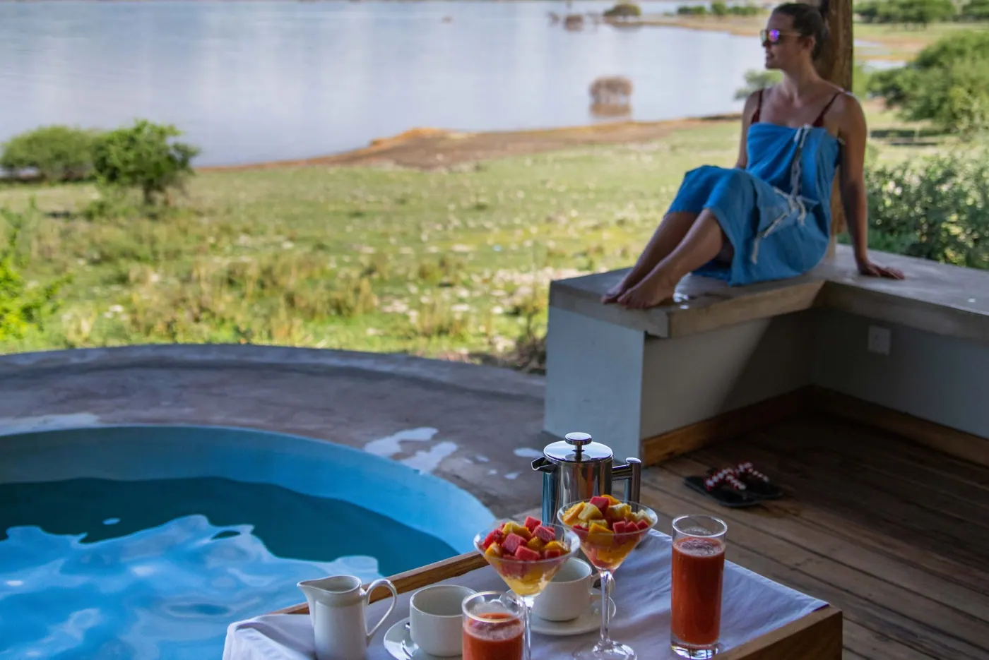 Breakfast beside the plunge pool