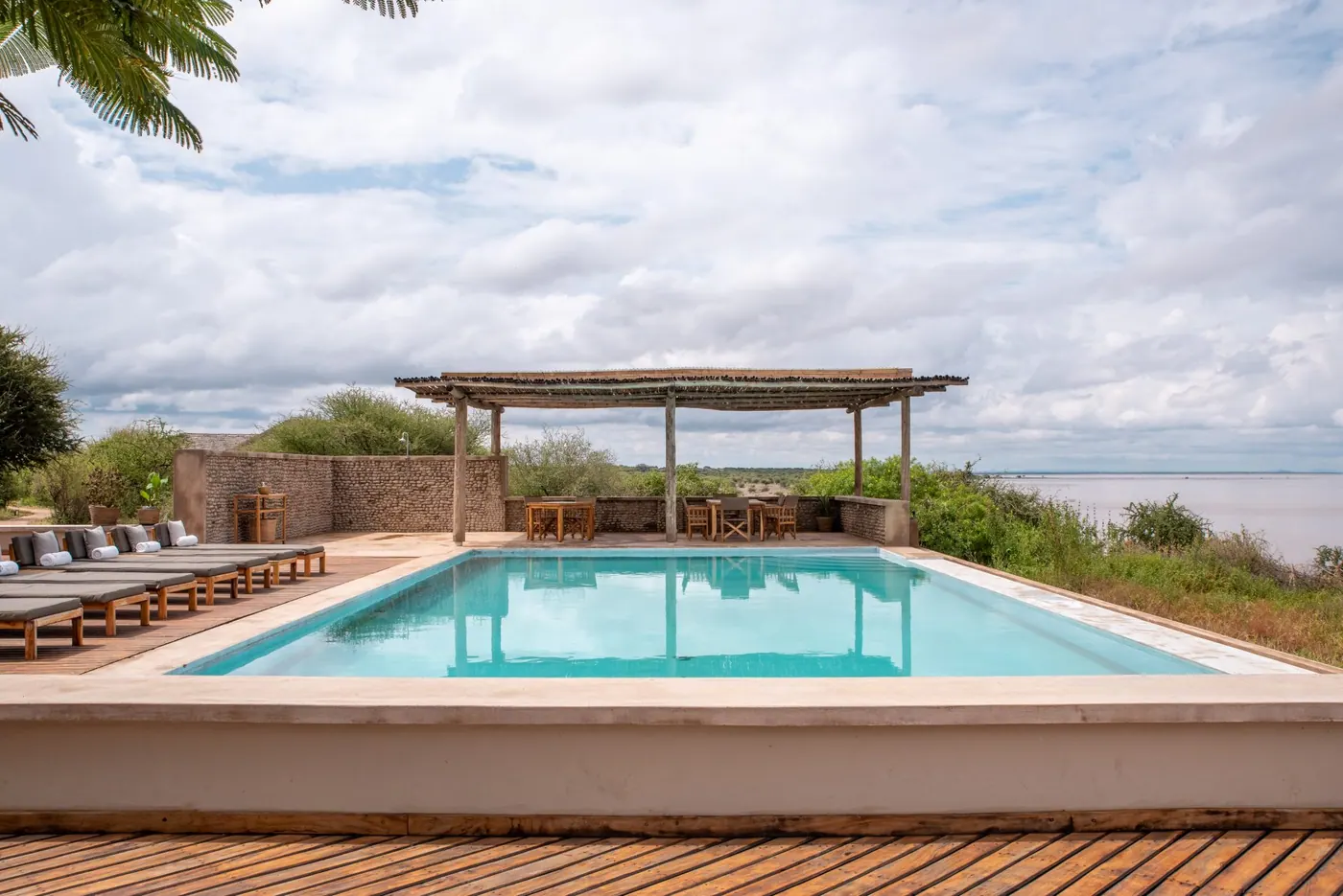 Pool and shaded pavilion
