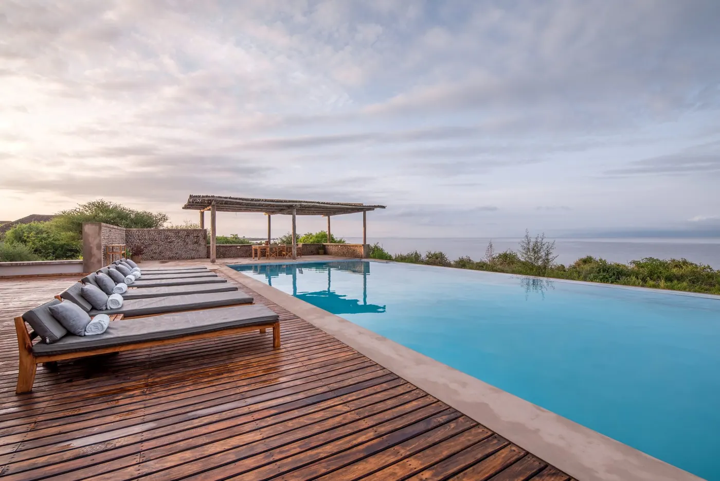 Infinity pool above the lake