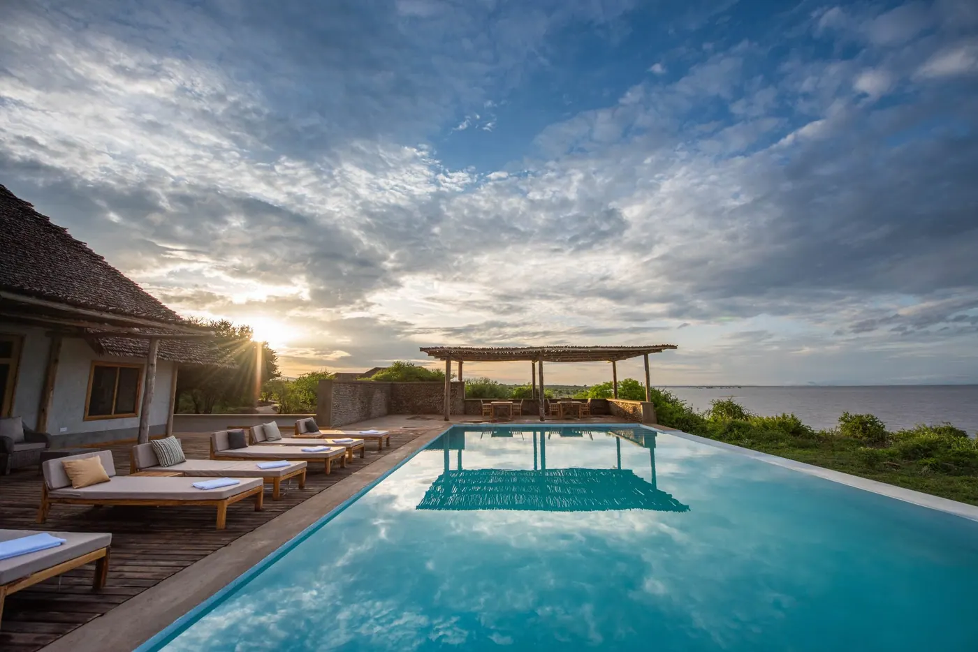 The pool at dusk