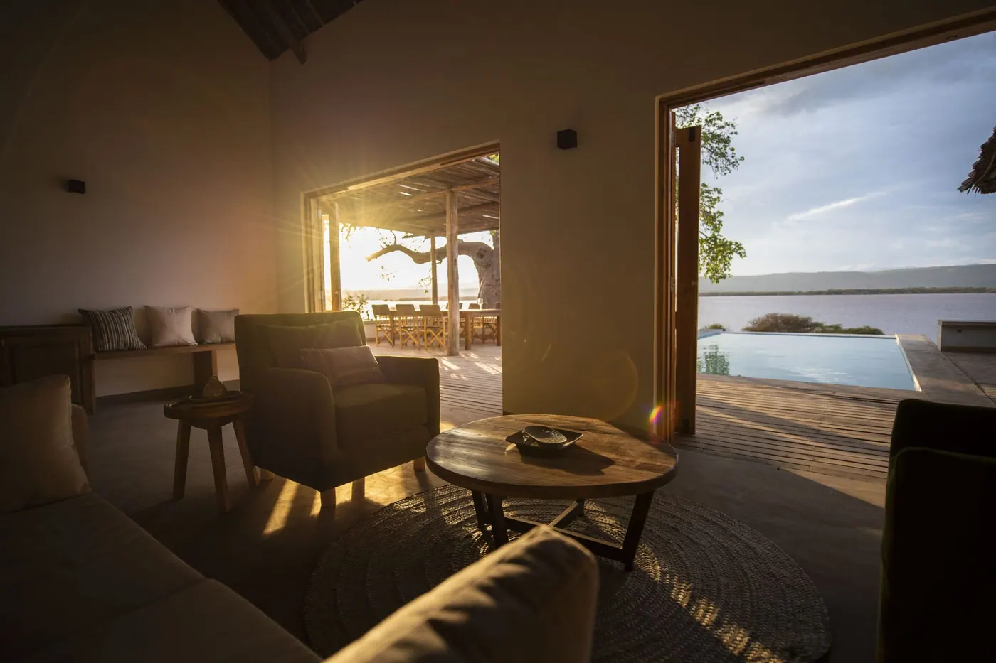 Suite interior at dusk