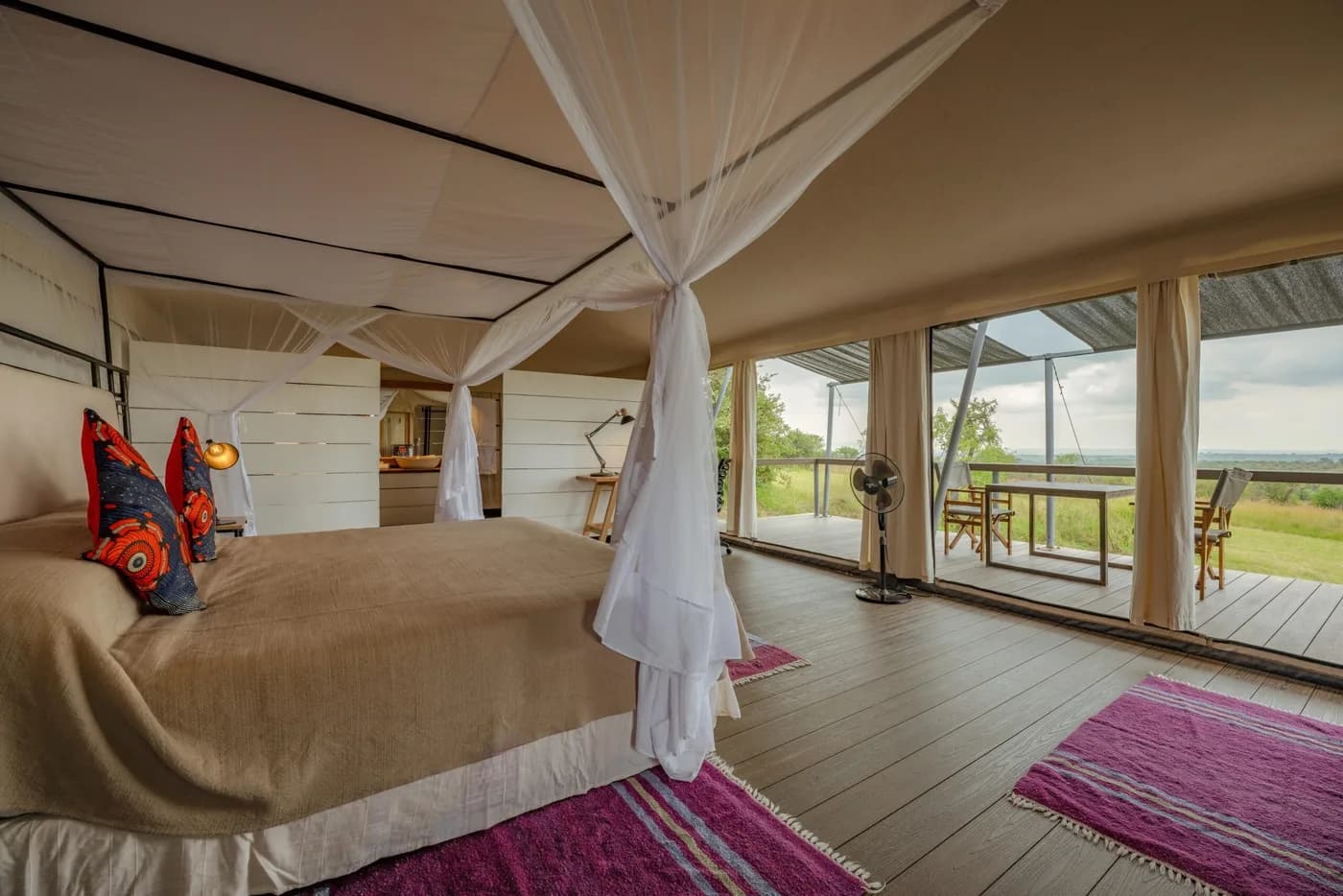 Canopied bed in a tent