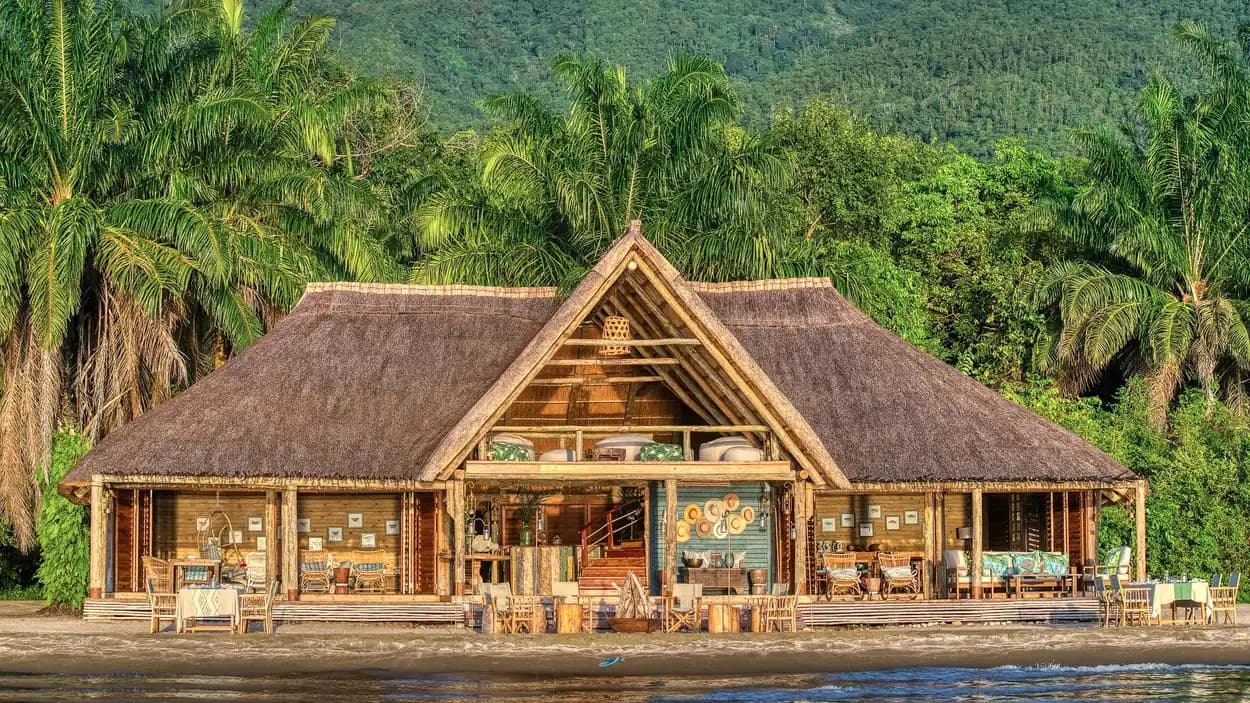 Main lodge under its thatched roof