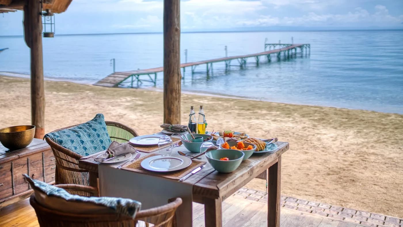 Lunch set on the beach