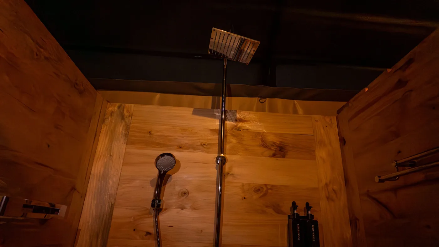 Timber-lined shower