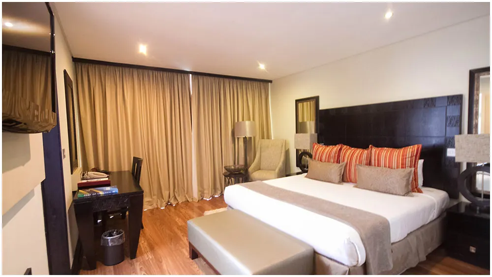 Twin beds and bench