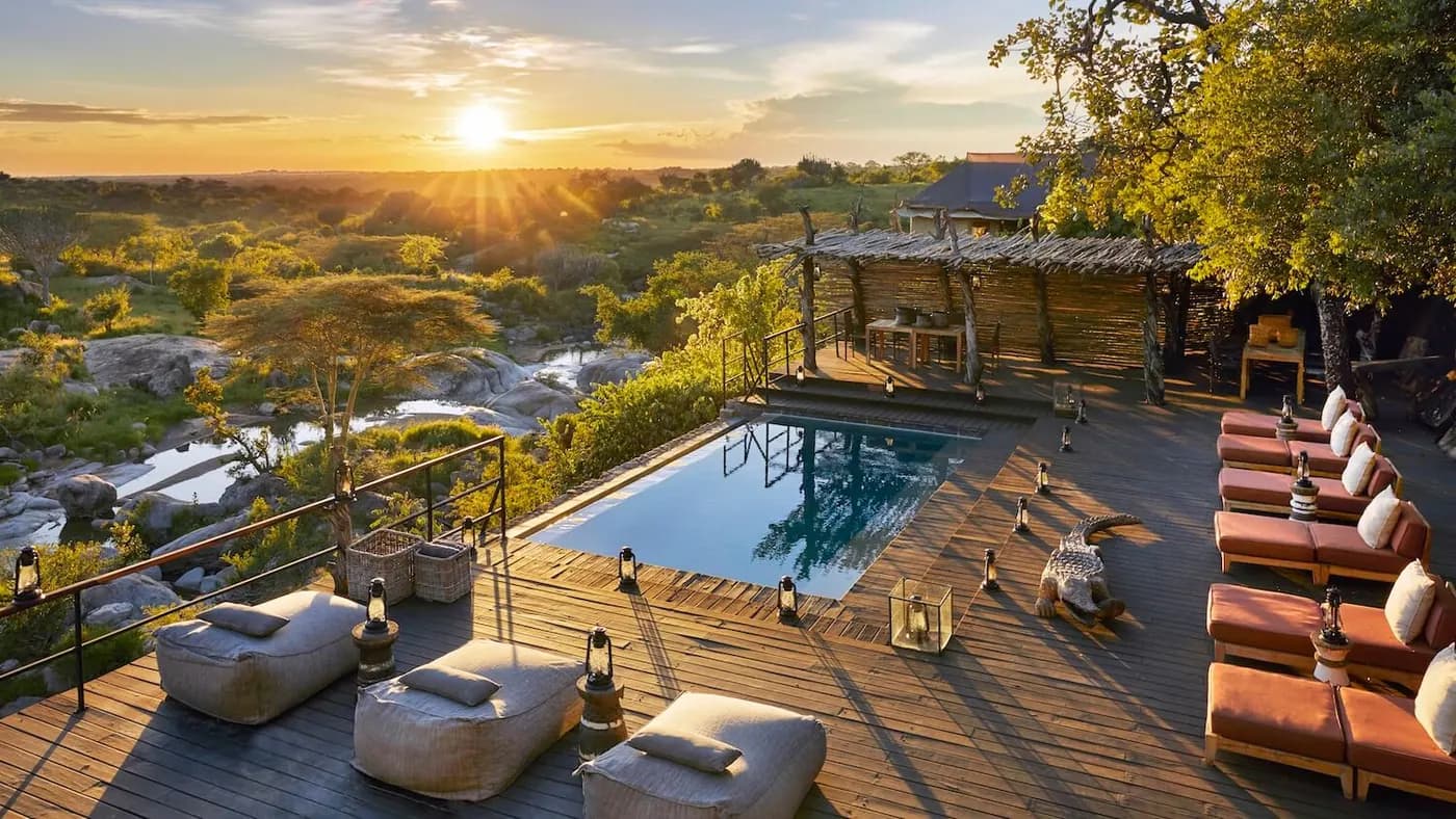 Pool deck at sunrise