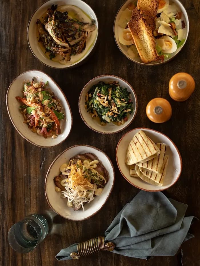 A spread of plated dishes