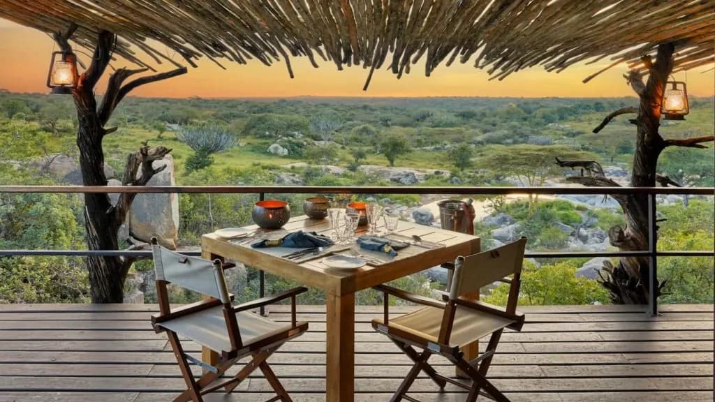 Dining table under the thatch