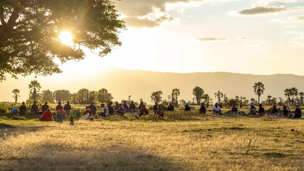 Sundowners out on the plain