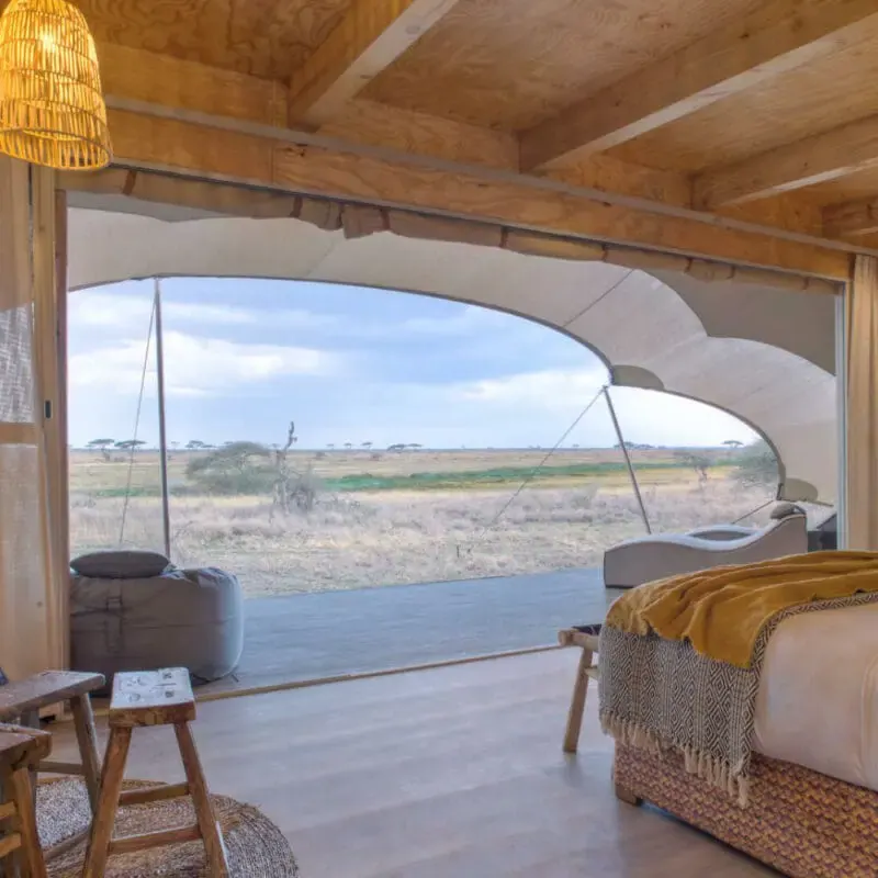 Bedroom open to the plains