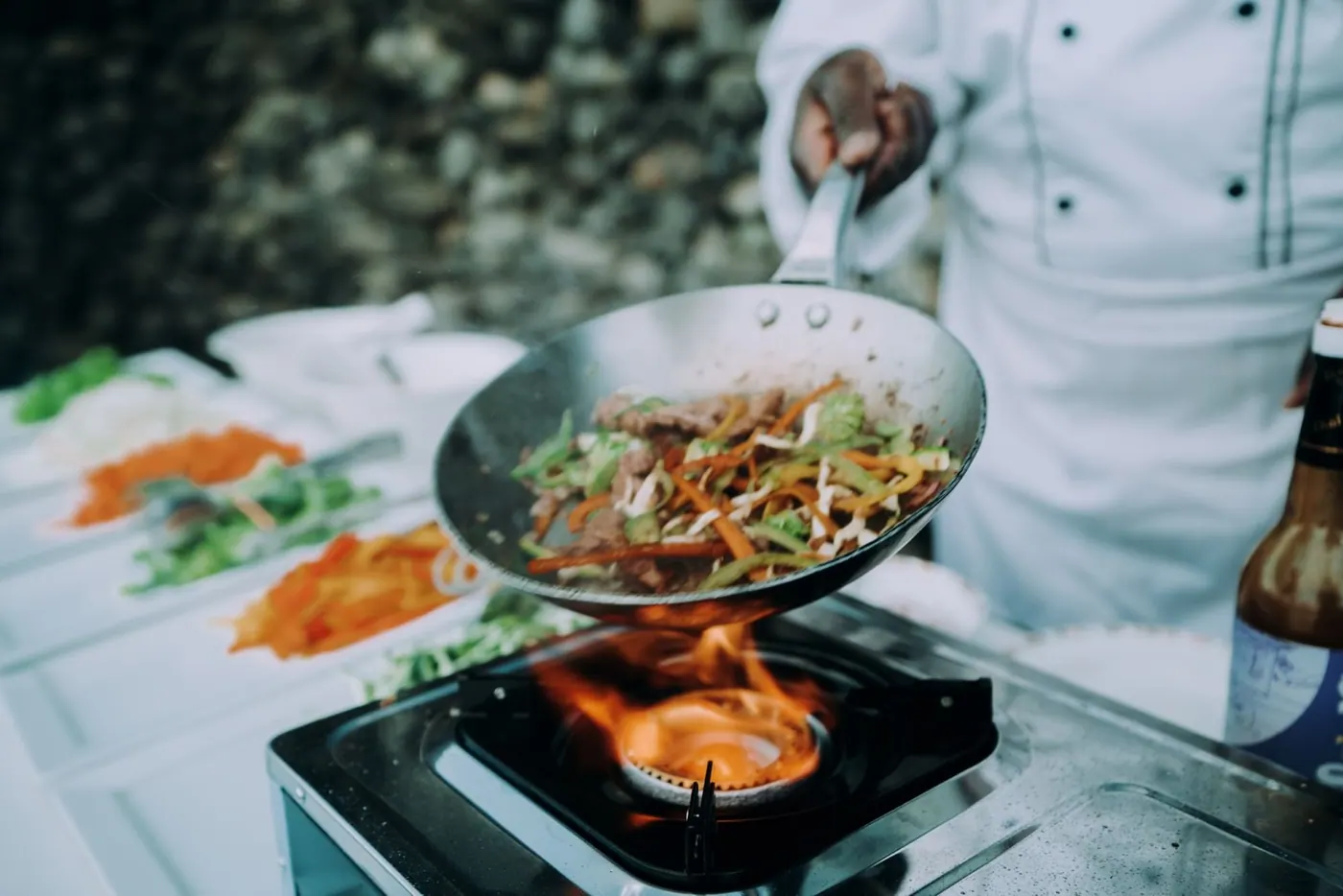 Cooking at the live station