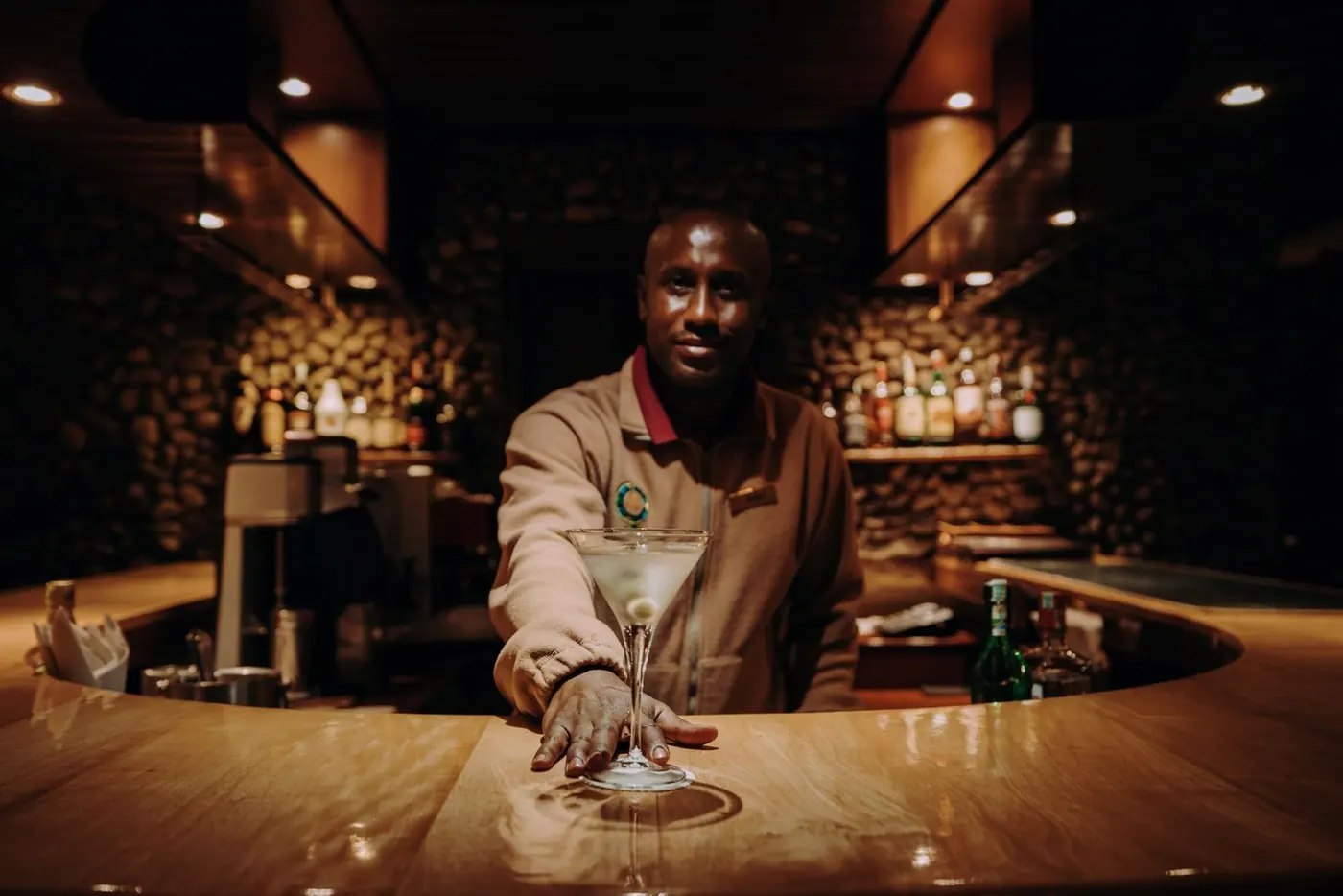 The barman at work