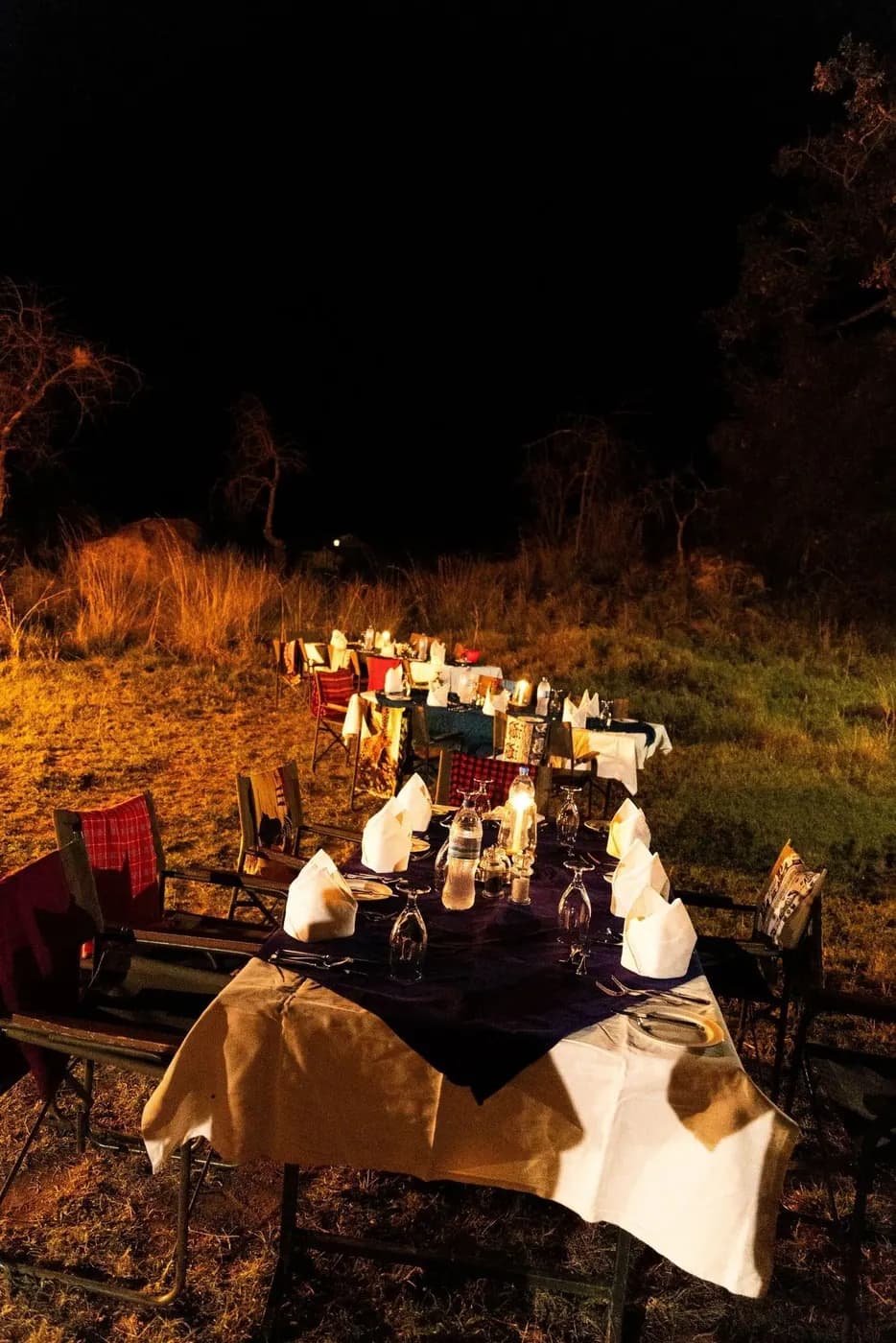 Candlelit table after dark