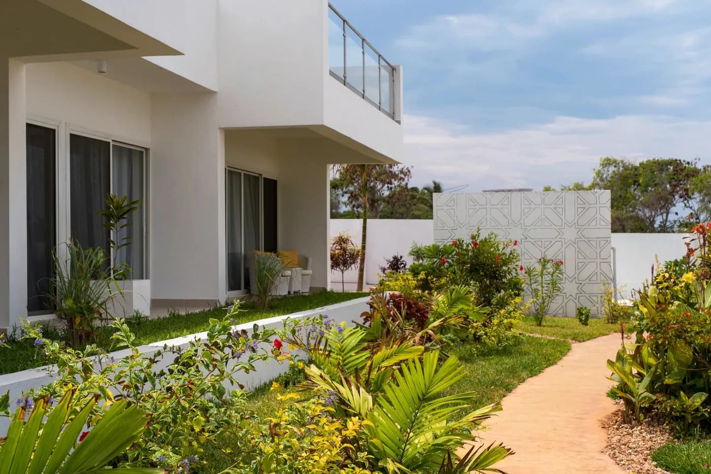 Garden paths between the buildings