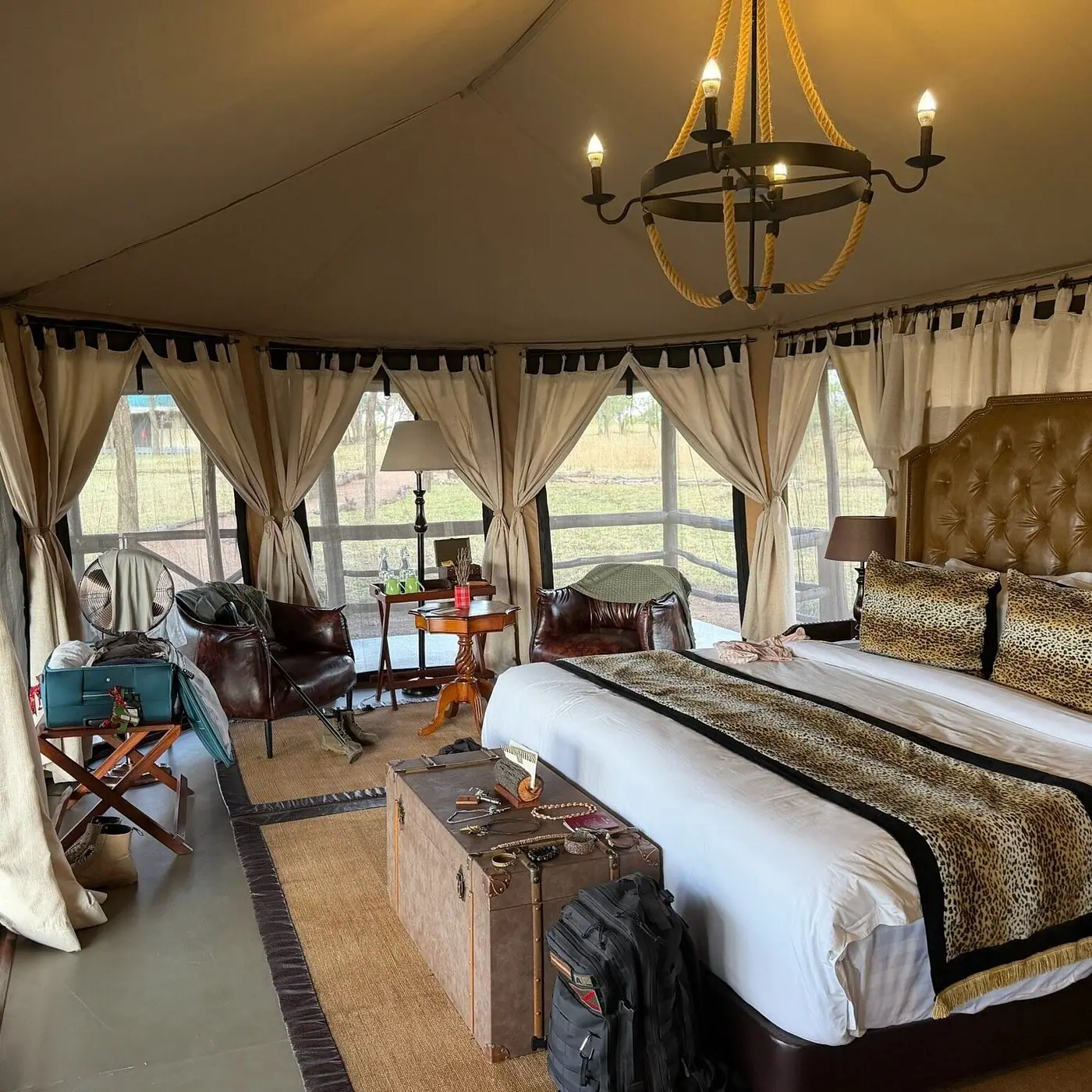 Bed in the tented suite