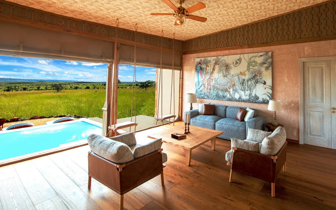 Suite lounge beside the pool