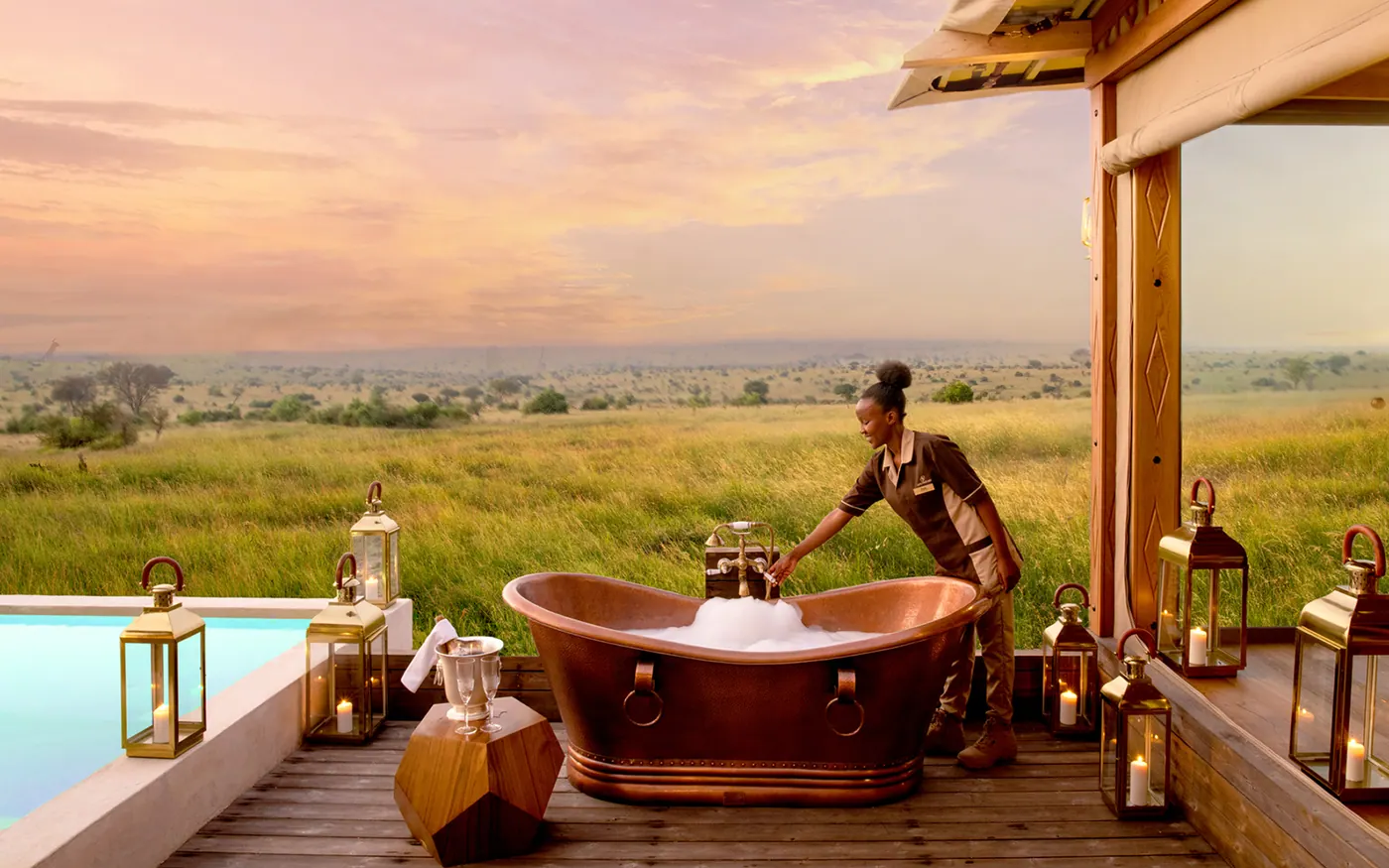 A bath drawn at sunset