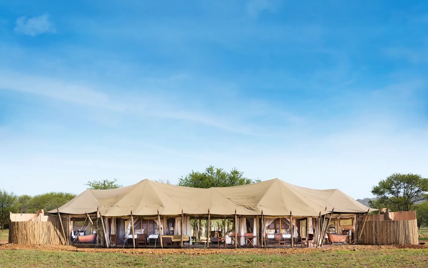 The tents in a row on the plains