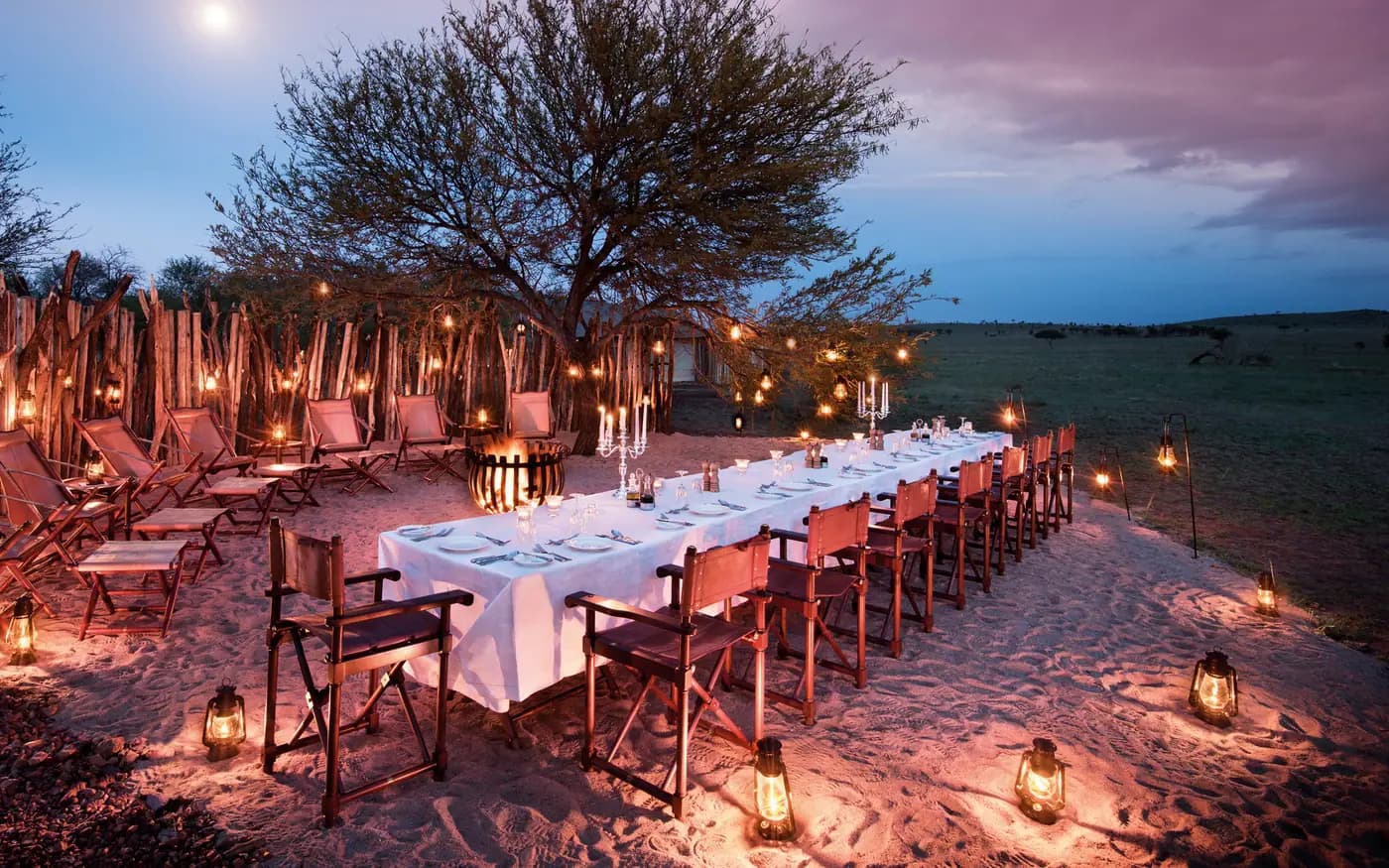 Candlelit table on the plains