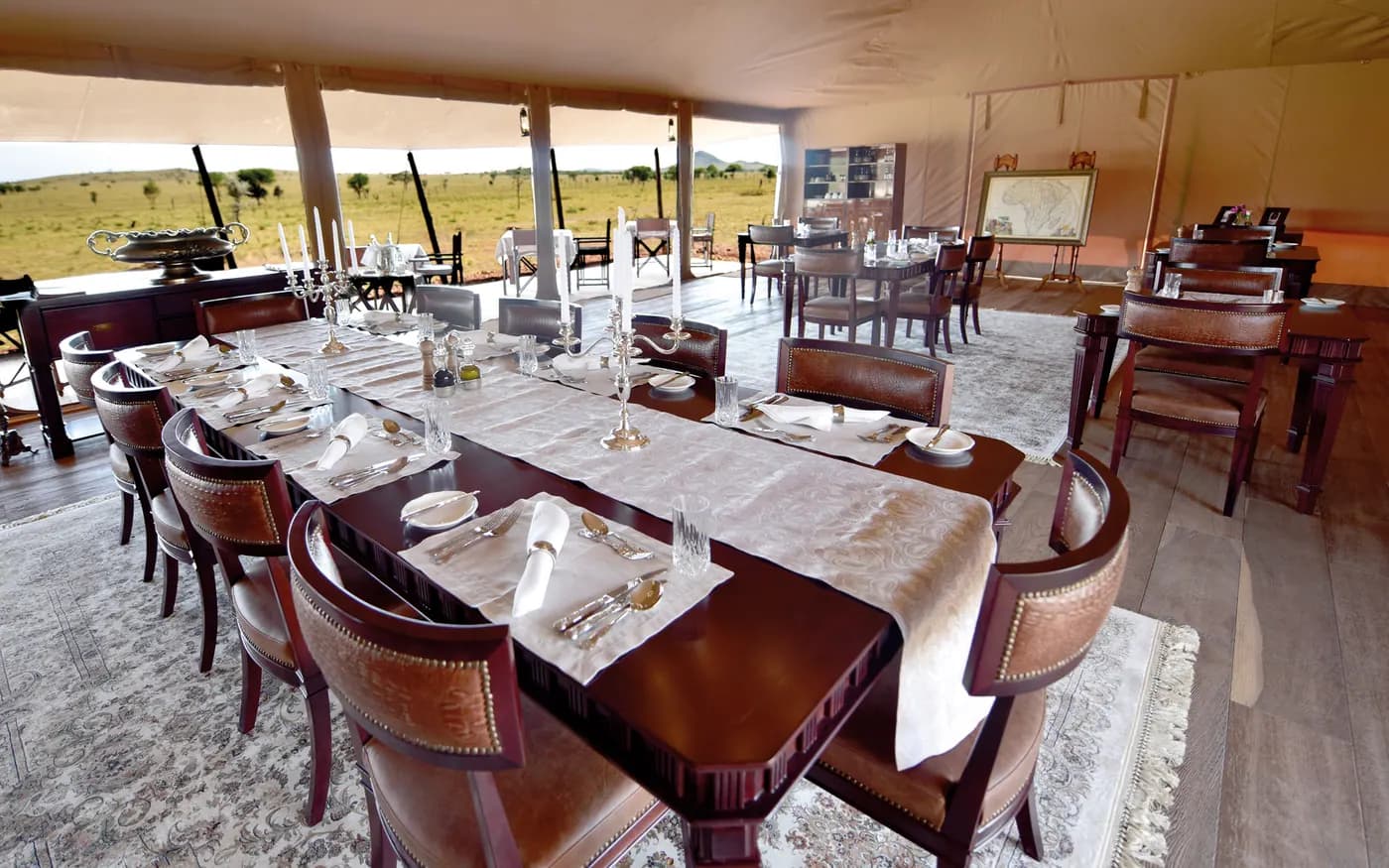 The dining tent laid up