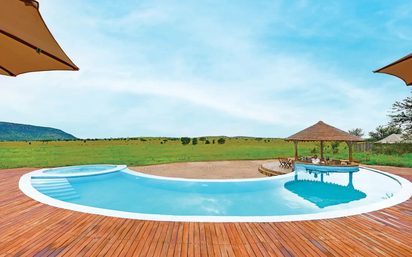 Pool deck above the plains