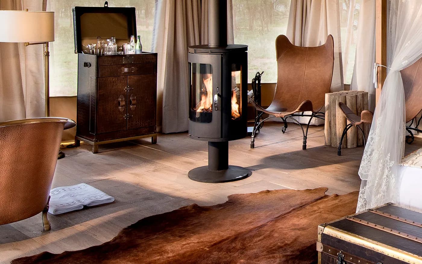 Wood stove in the suite