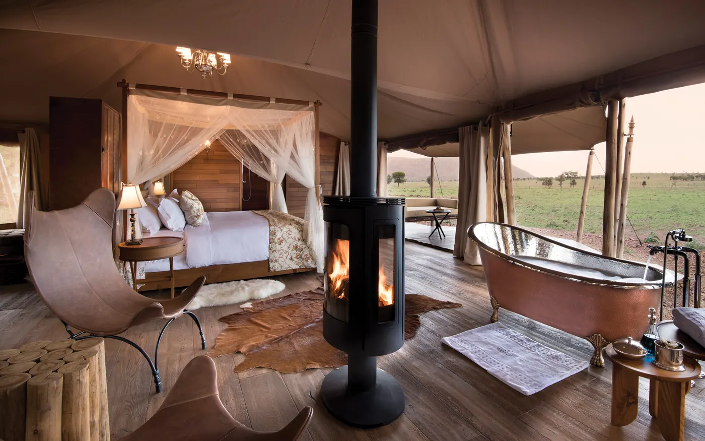 Bed with the stove lit