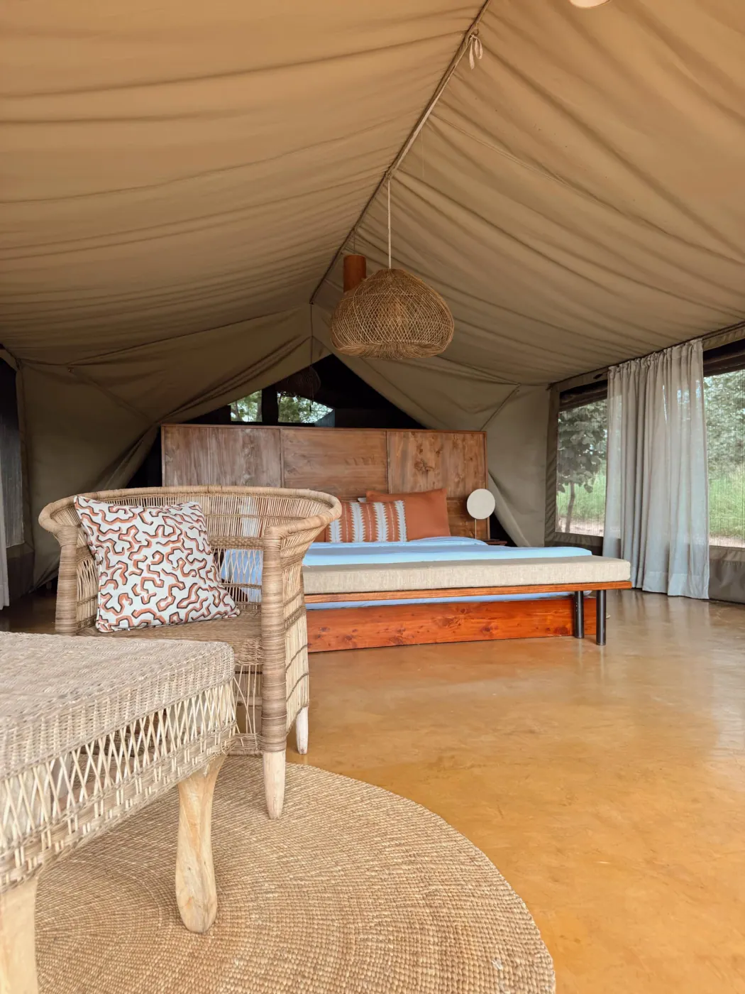 Bed in the tented suite