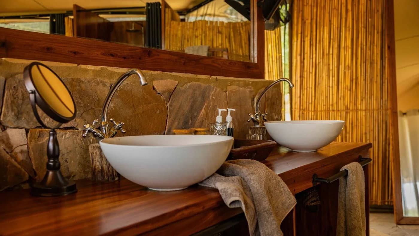 Twin basins in the en-suite bathroom